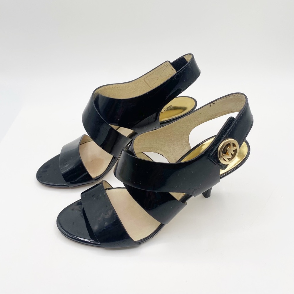 Michael Kors Sandals Black Patent Leather Women's Sandals Cute Comfort Fancy 6.5